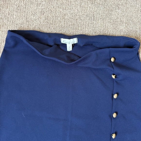 Blue and Gold Midi Pencil Skirt for Work - Picture 4 of 4